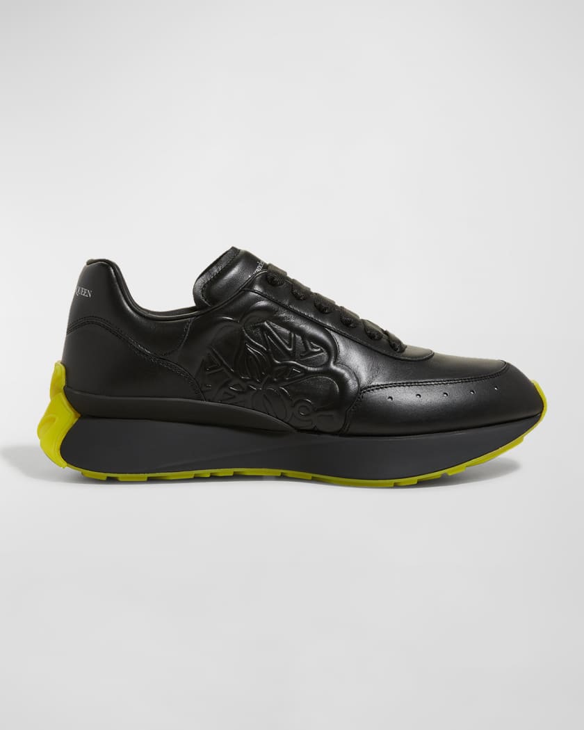 Alexander McQueen Men s Embossed Monogram Leather Runner Sneakers