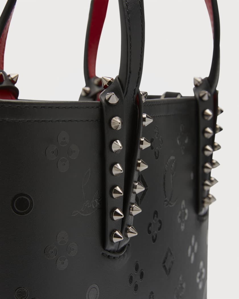 Cabata - Tote bag - Calf leather Loubinthesky and spikes - Black