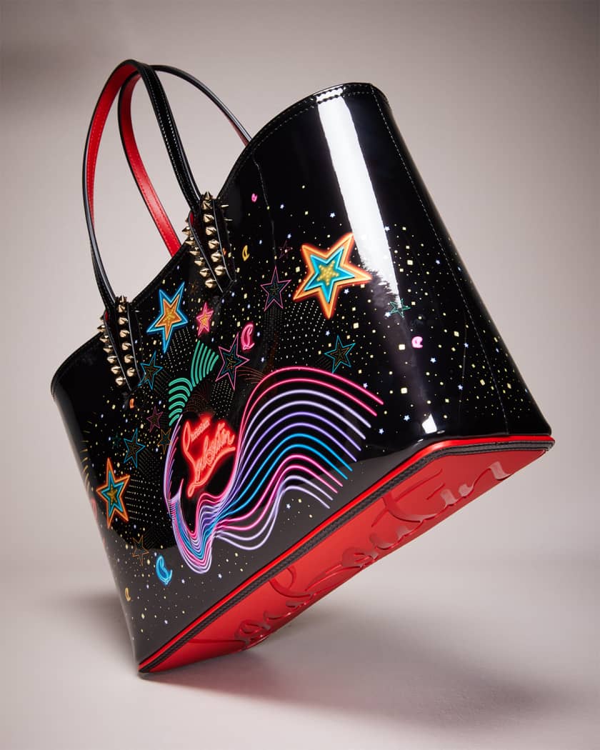 CHRISTIAN LOUBOUTIN Small Cabata Tpu & Patent Leather Tote - Fluo Pink