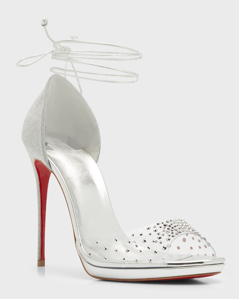 Christian Louboutin Degratina Frou Red Sole Embellished Stiletto Sandals