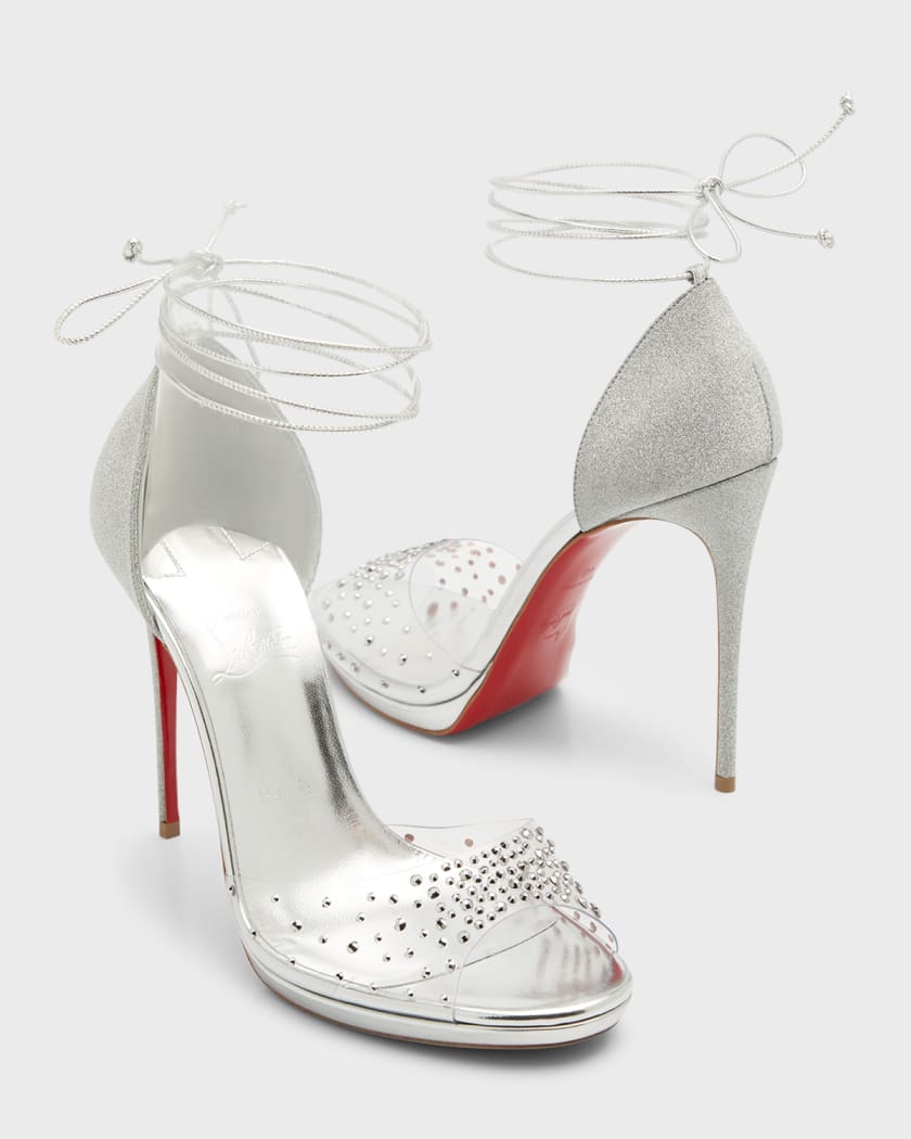 Christian Louboutin Degratina Frou Red Sole Embellished Stiletto Sandals