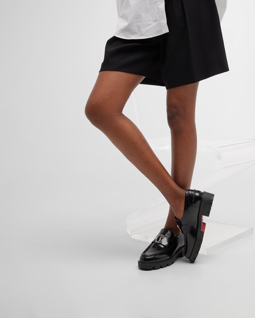 Christian Louboutin Patent Medallion Red Sole Loafers | Neiman Marcus