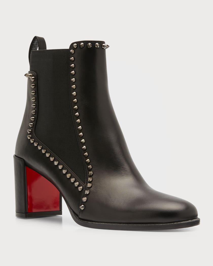 Christian Louboutin - Outline Black Leather Spike Boot, 70mm