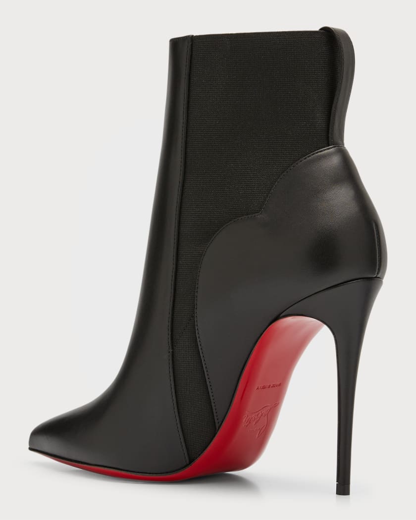 Christian Louboutin Chelsea Chick Booty Leather Boots 100 - Black - 36