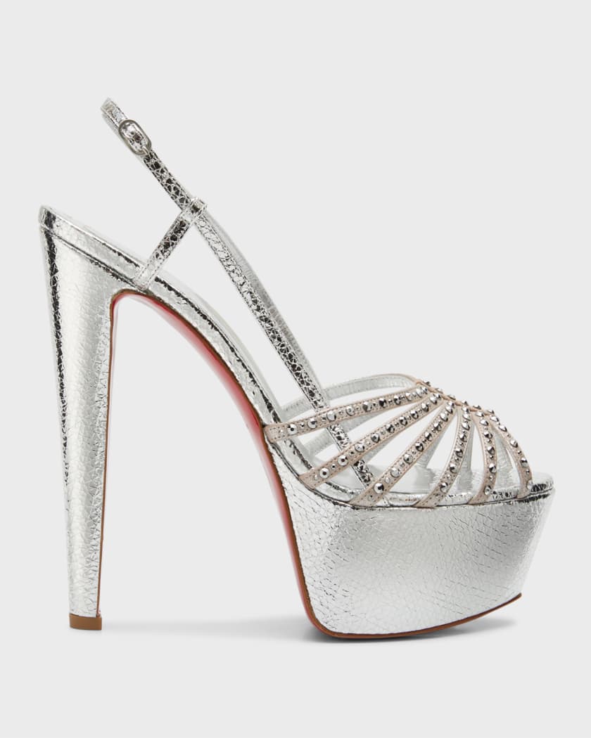 Crystal Metallic Red Sole Platform Sandals