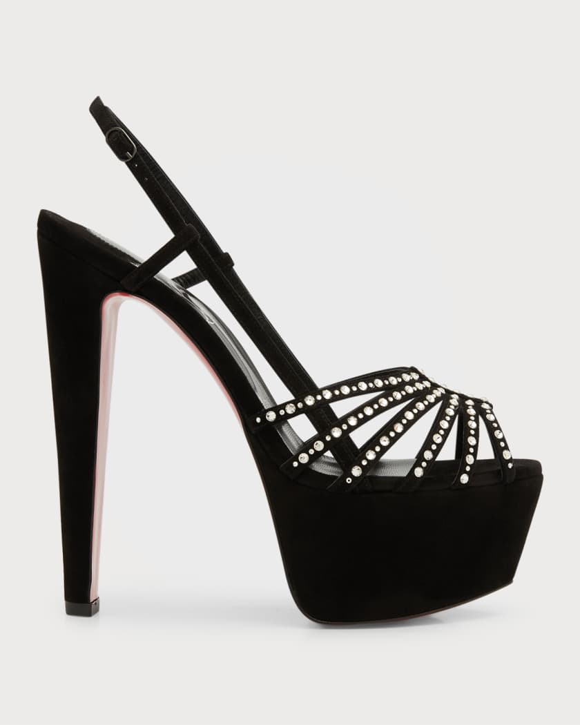 Crystal Slingback Red Sole Platform Sandals