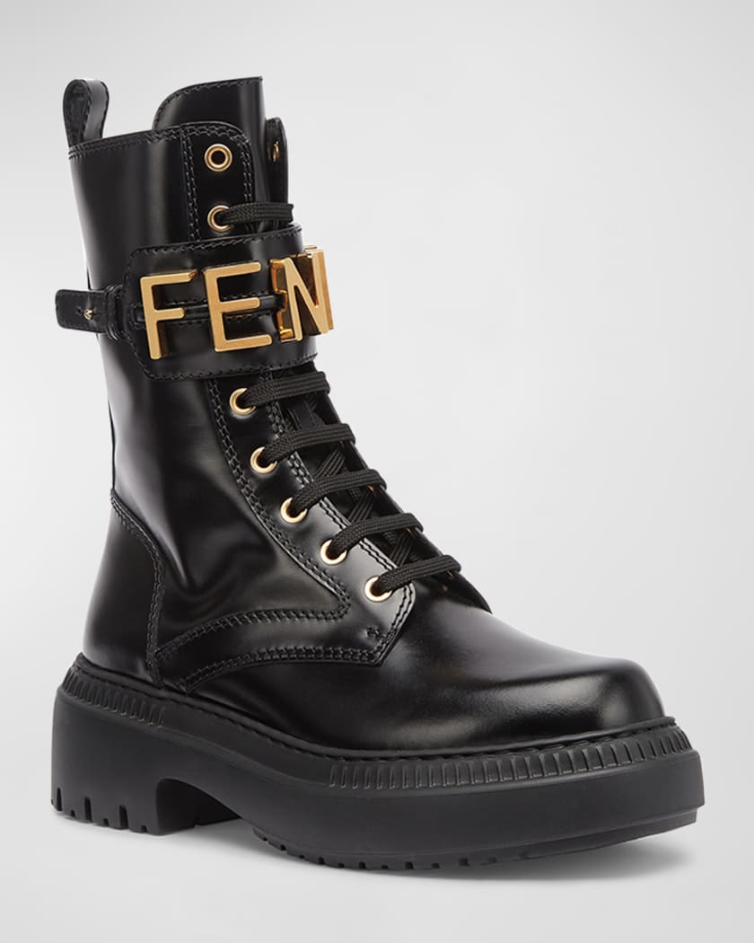 Shop FENDI 2022-23FW FENDI ☆Fendigraphy Black leather biker boots