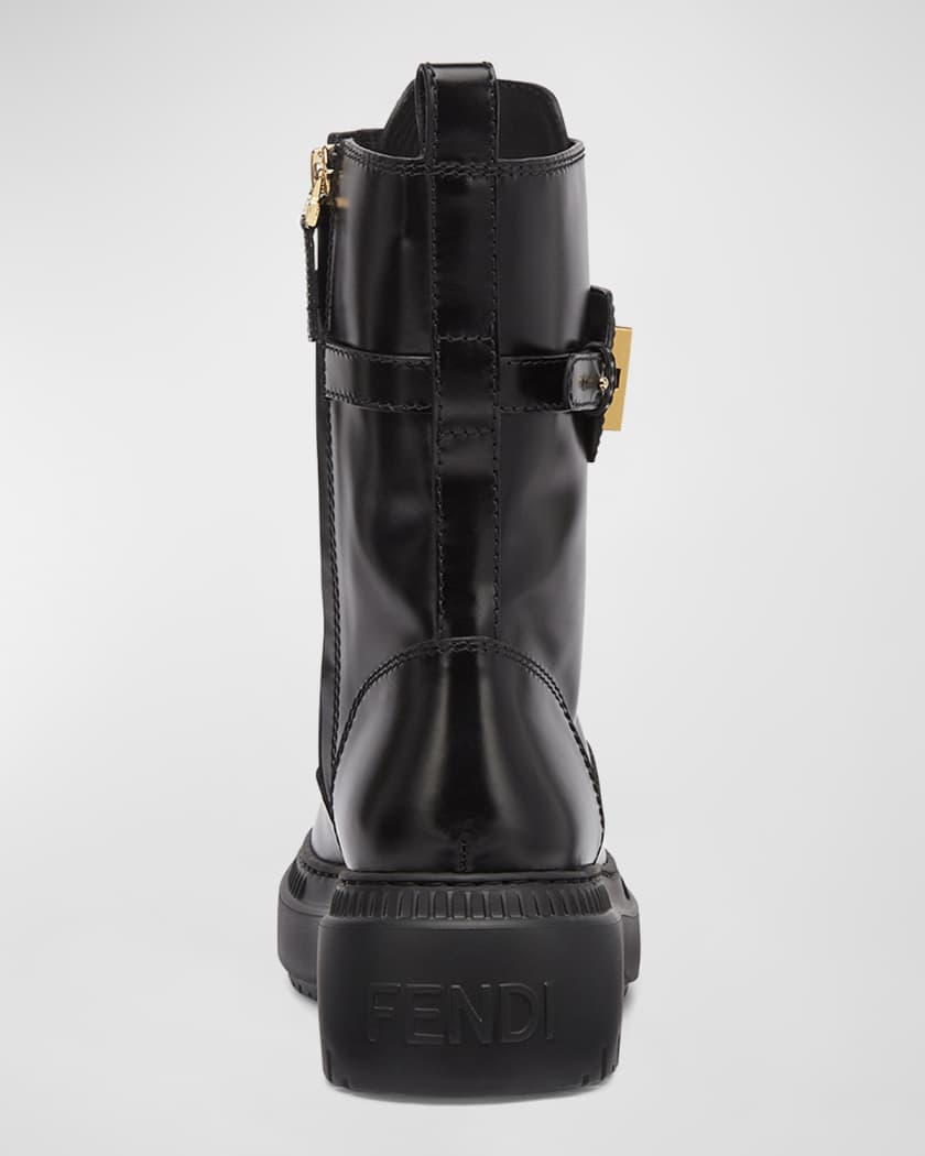 Shop FENDI 2022-23FW FENDI ☆Fendigraphy Black leather biker boots