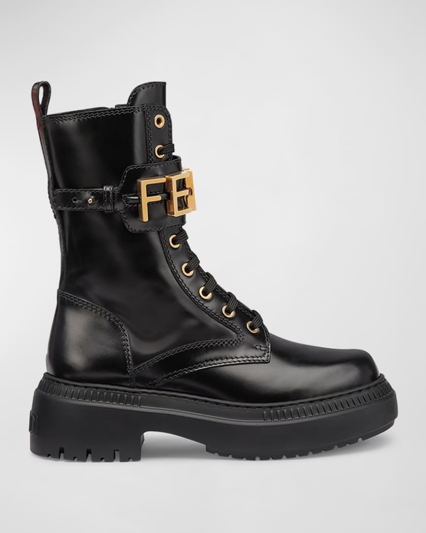 Shop FENDI 2022-23FW FENDI ☆Fendigraphy Black leather biker boots