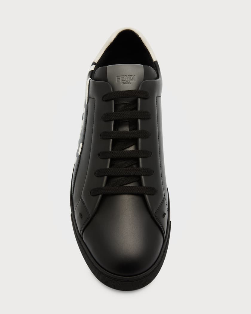Fendi Men's FF-Logo Link Leather Low-Top Sneakers | Neiman Marcus
