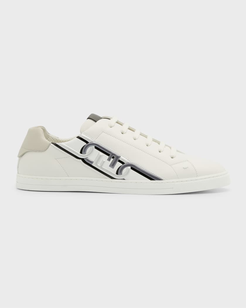 Fendi Men's Match FF-Logo Leather Low-Top Sneakers