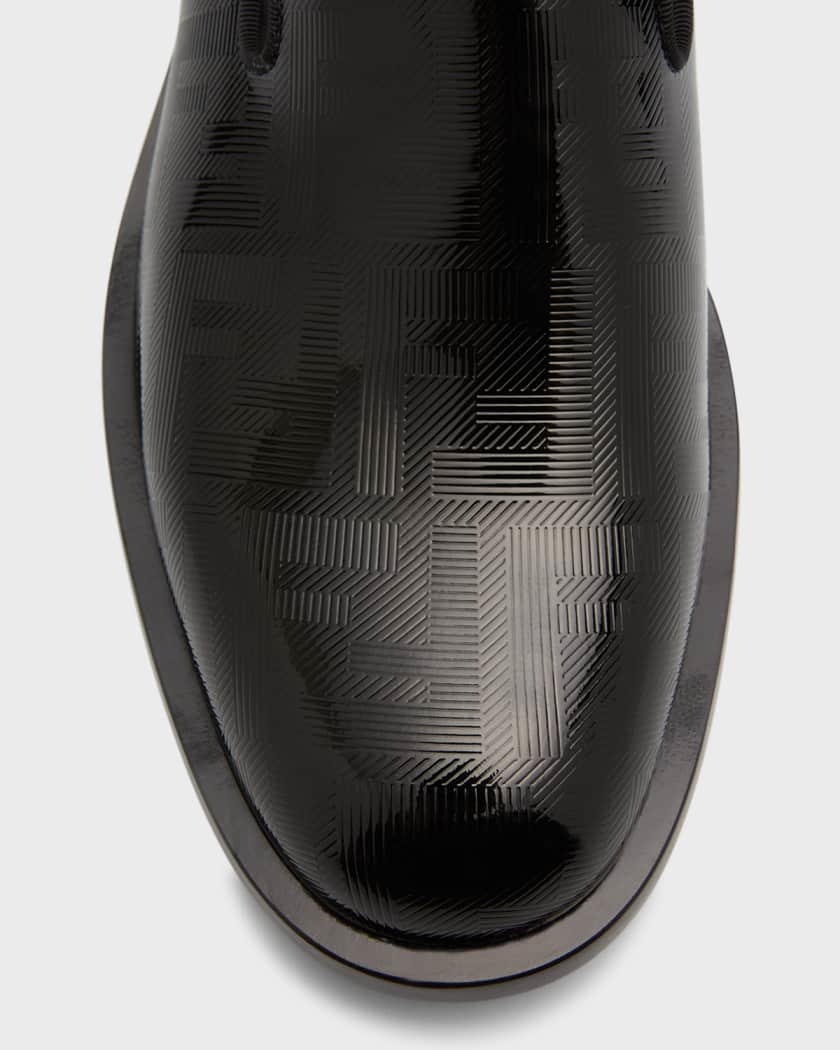 Italian Medieval FENDI Black Patent Leather Embossed Dark Line