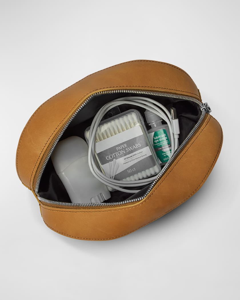 Leather & Cotton Hanging Toiletry Bag