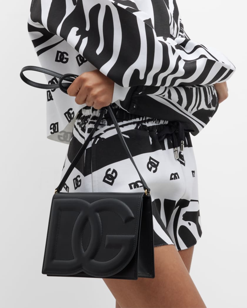 DG Logo Flap Leather Shoulder Bag