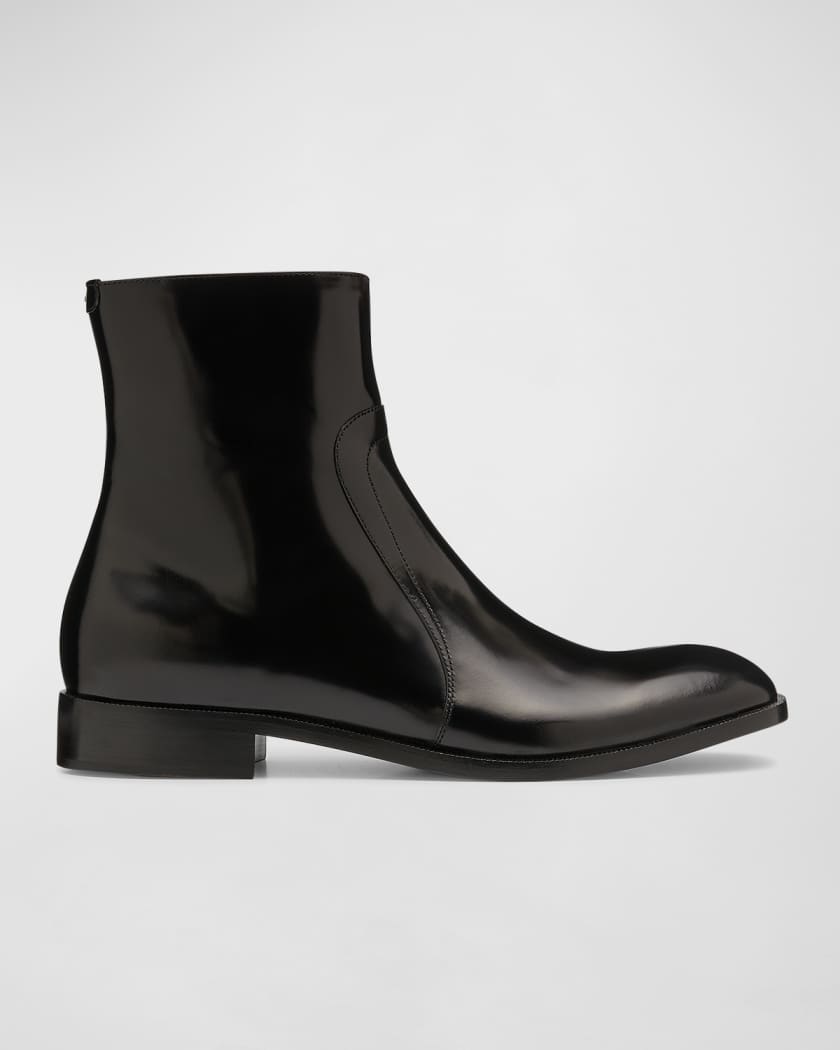 Men s Leather Zip Ankle Boots