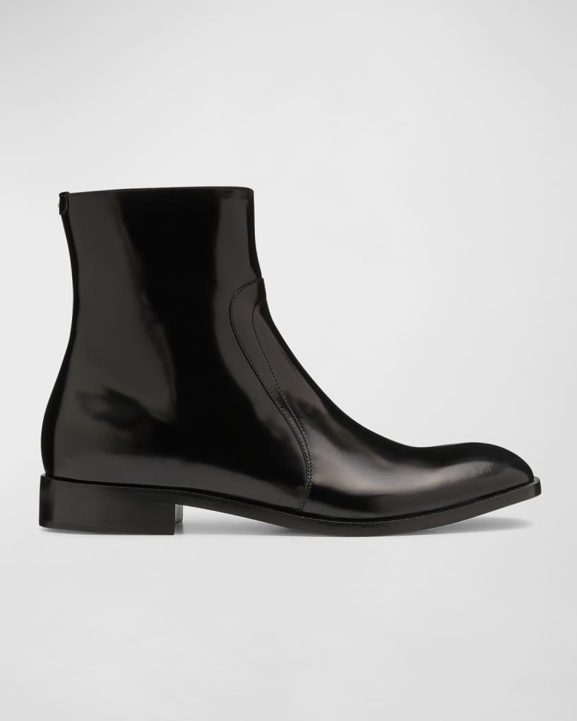 Maison Margiela Men's Leather Zip Ankle Boots Black