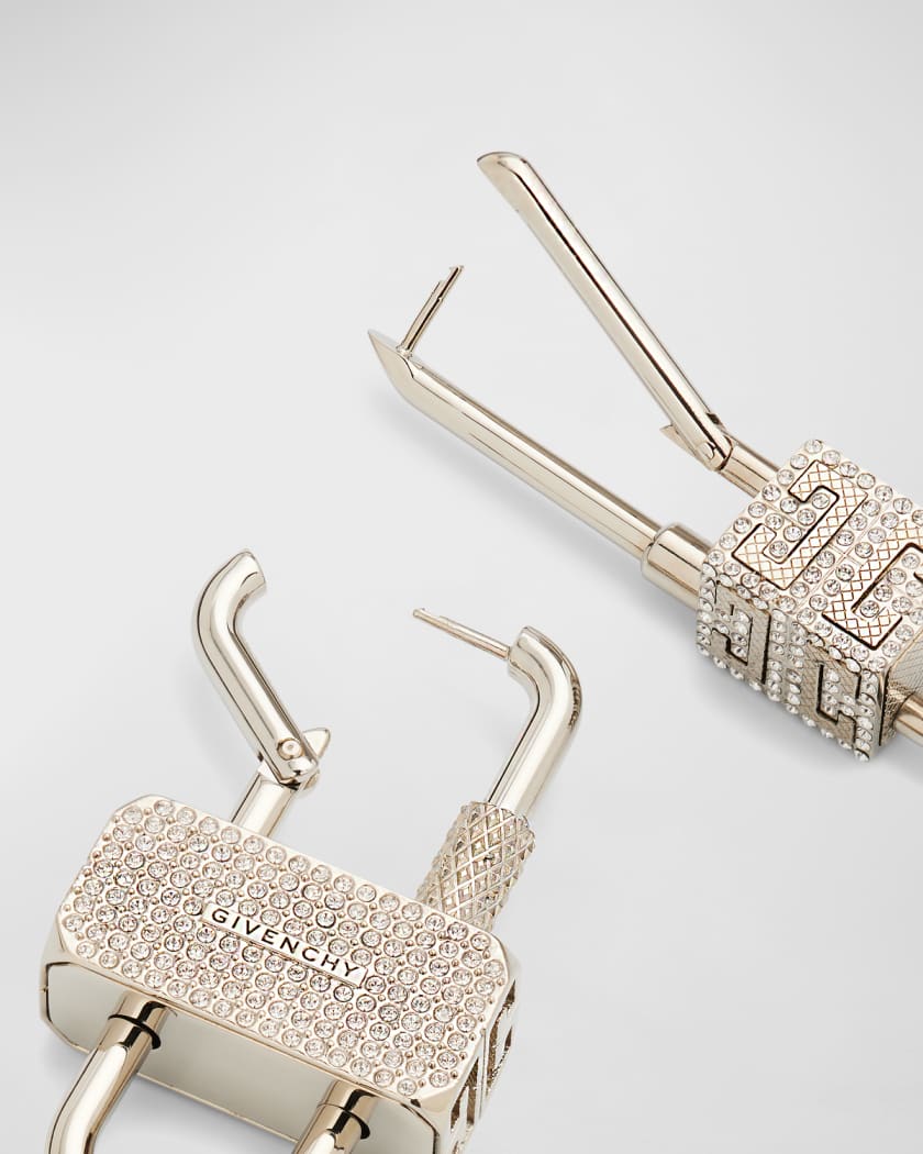 Silver Lock Crystal Earrings by Givenchy on Sale