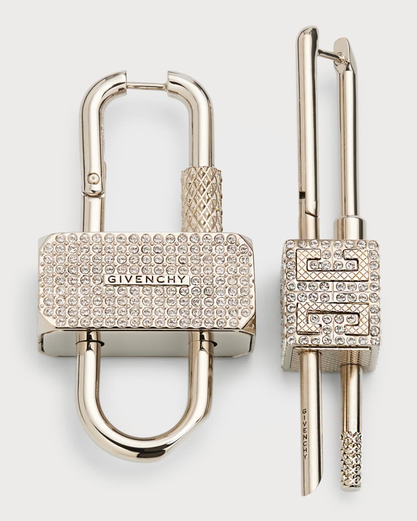 Givenchy Men's Asymmetrical Crystal Pavé Lock Earrings | Neiman  Marcus