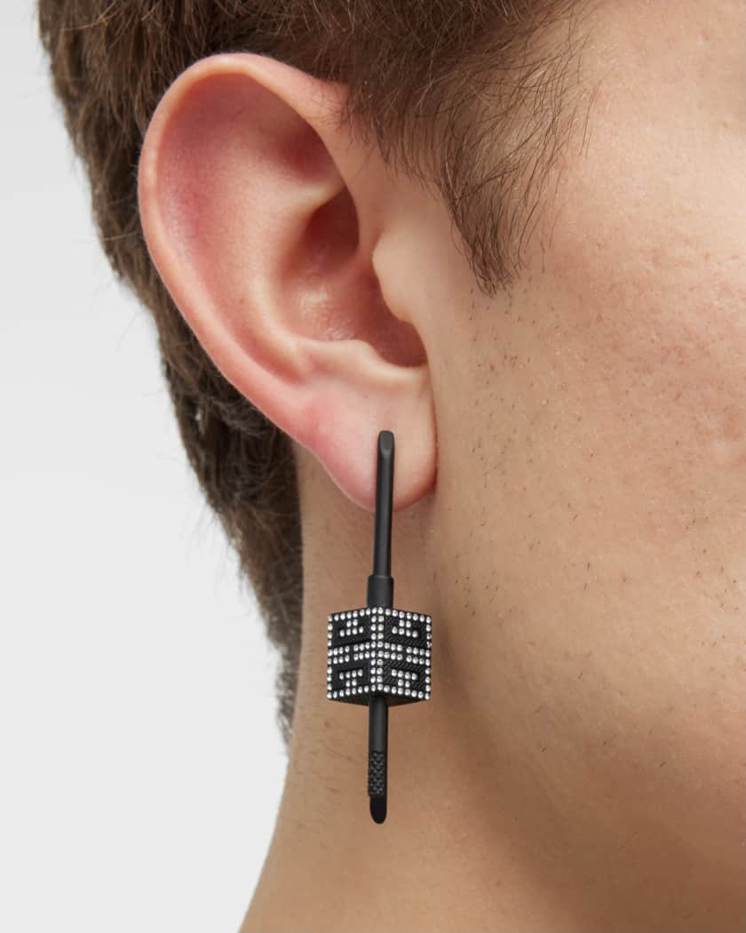 Givenchy: Silver Lock Crystal Earrings