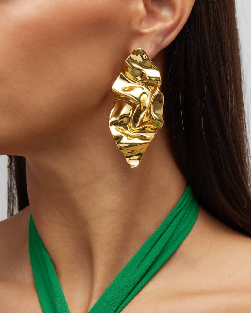 Crumpled Gold Large Post Earrings