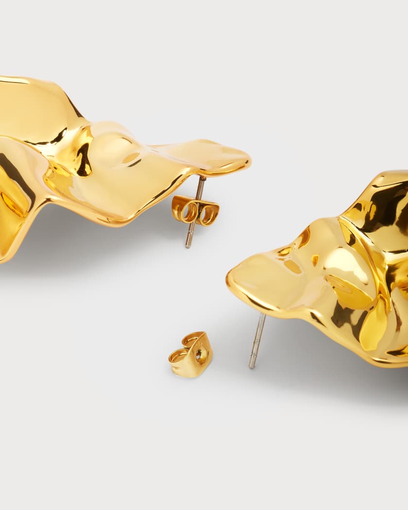 Crumpled Gold Large Post Earrings