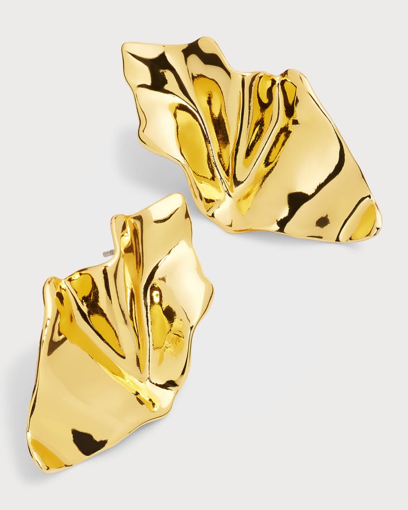 Crumpled Gold Small Post Earrings