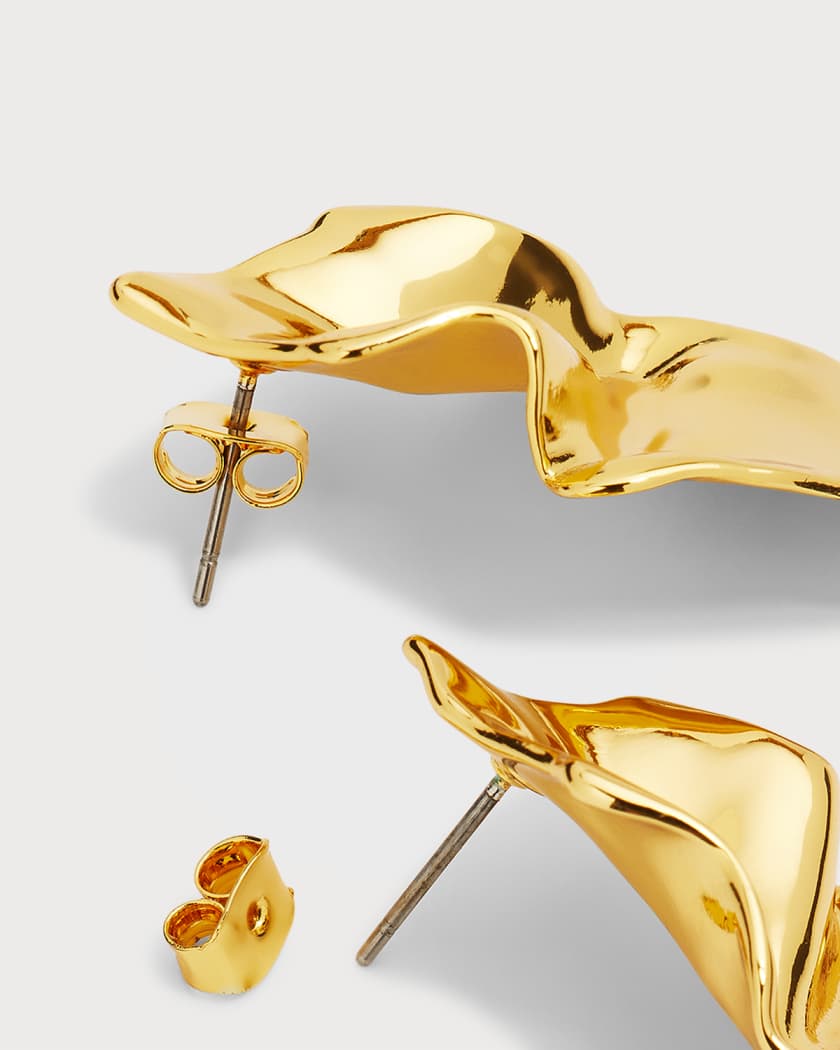 Crumpled Gold Small Post Earrings