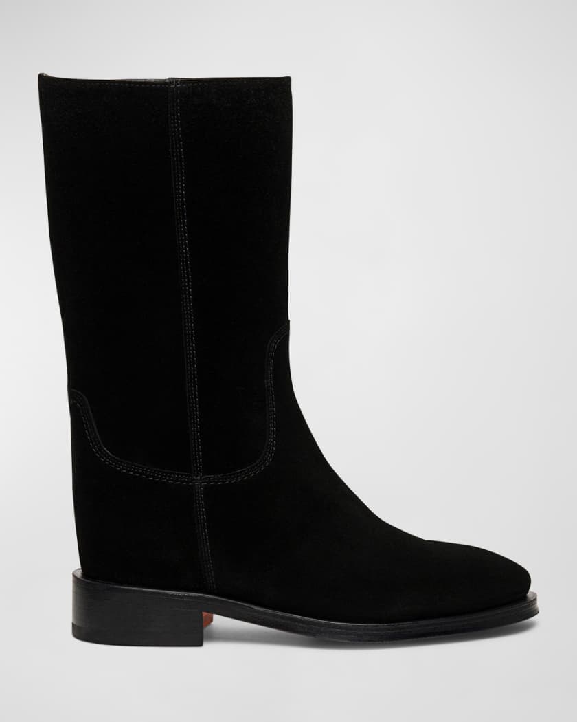 Santoni round-toe leather boots - Black