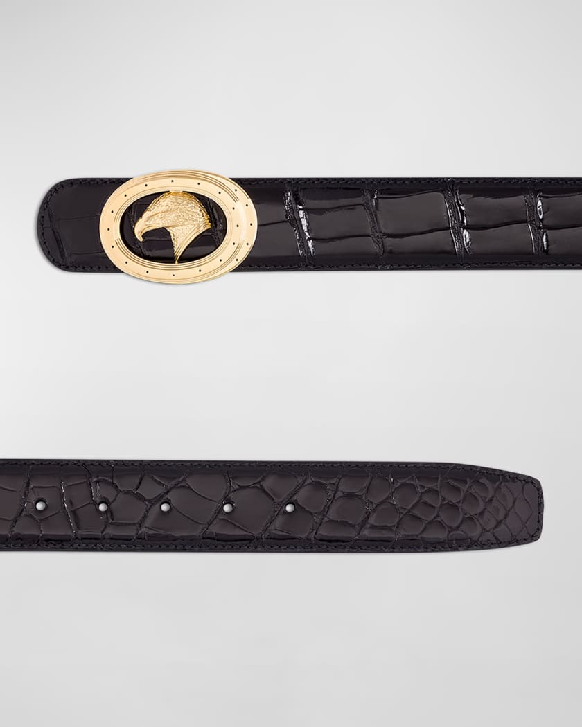 Stefano Ricci Men's Signature Eagle Crocodile Leather Belt In
