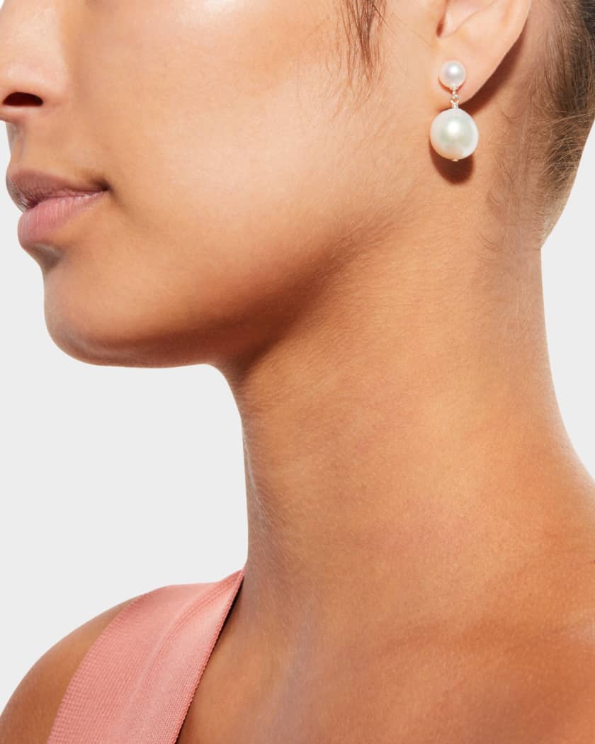 Double Pearl Drop Earrings