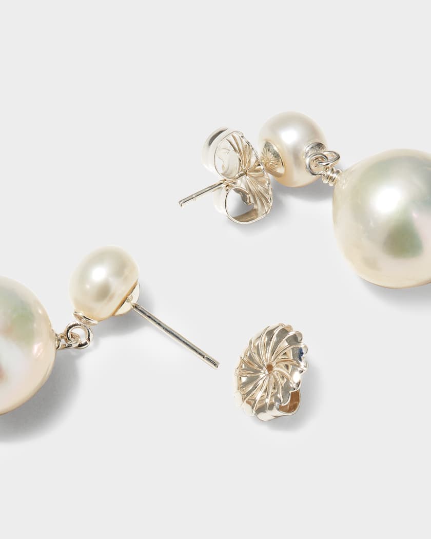 Double Pearl Drop Earrings