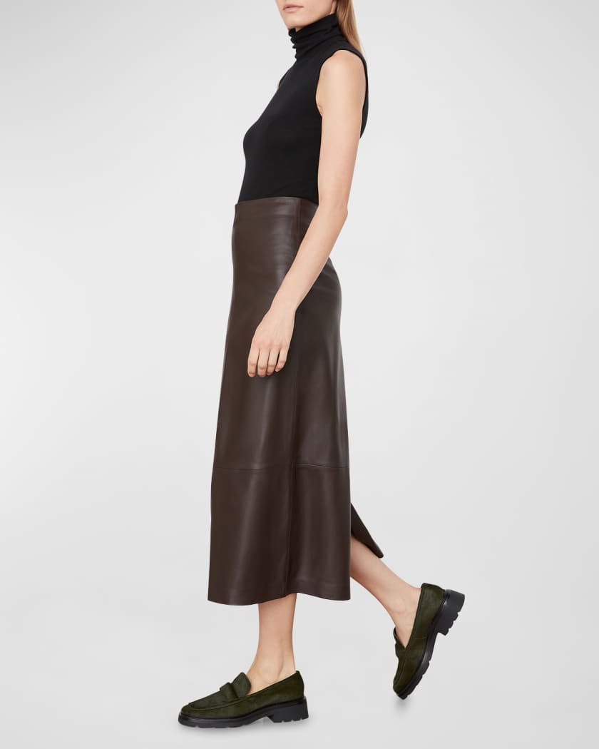 Vince leather 2025 midi skirt