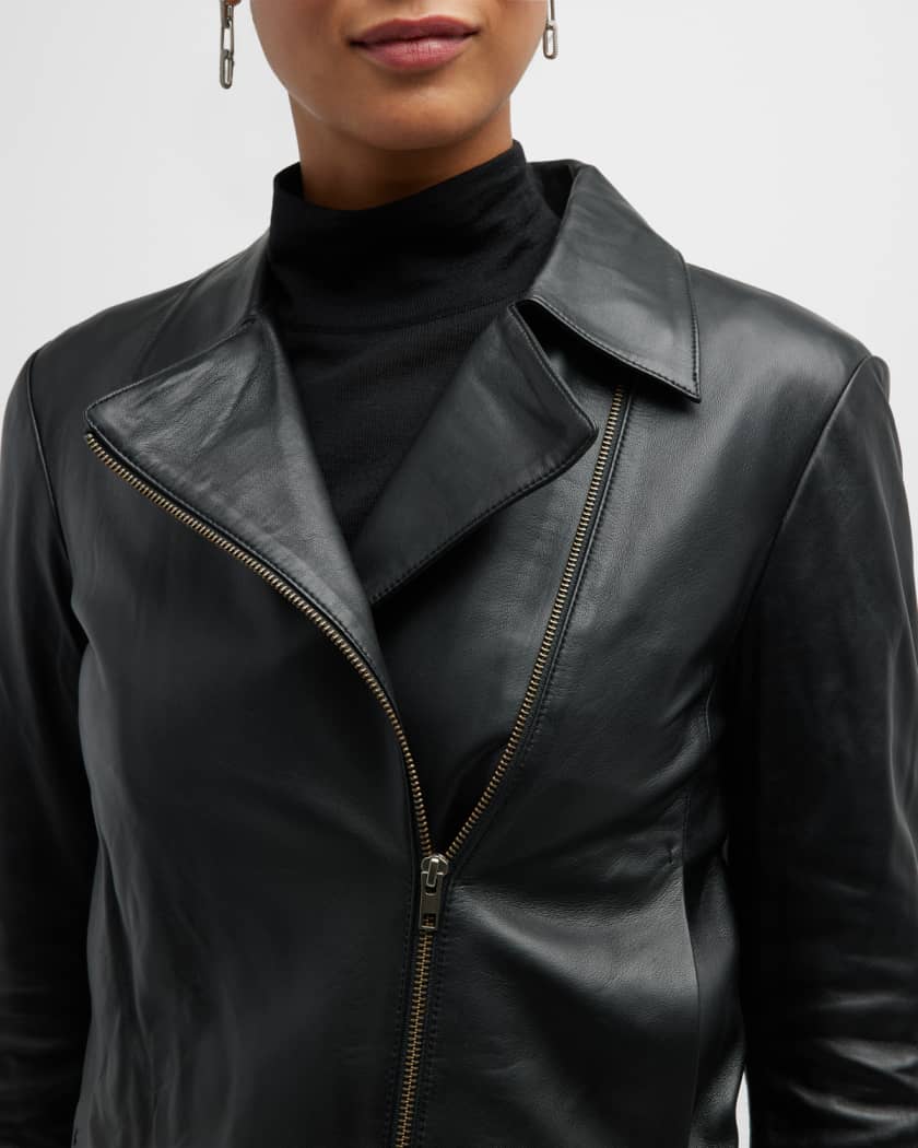 Vince Leather Zip-Front Jacket | Neiman Marcus