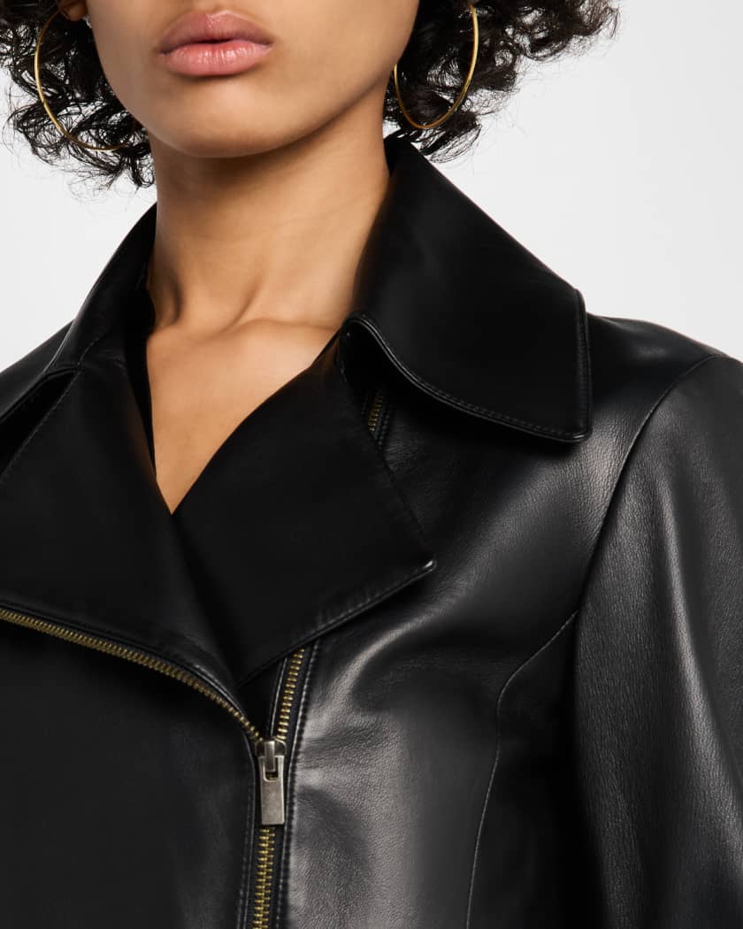 Vince Leather Zip-Front Jacket | Neiman Marcus