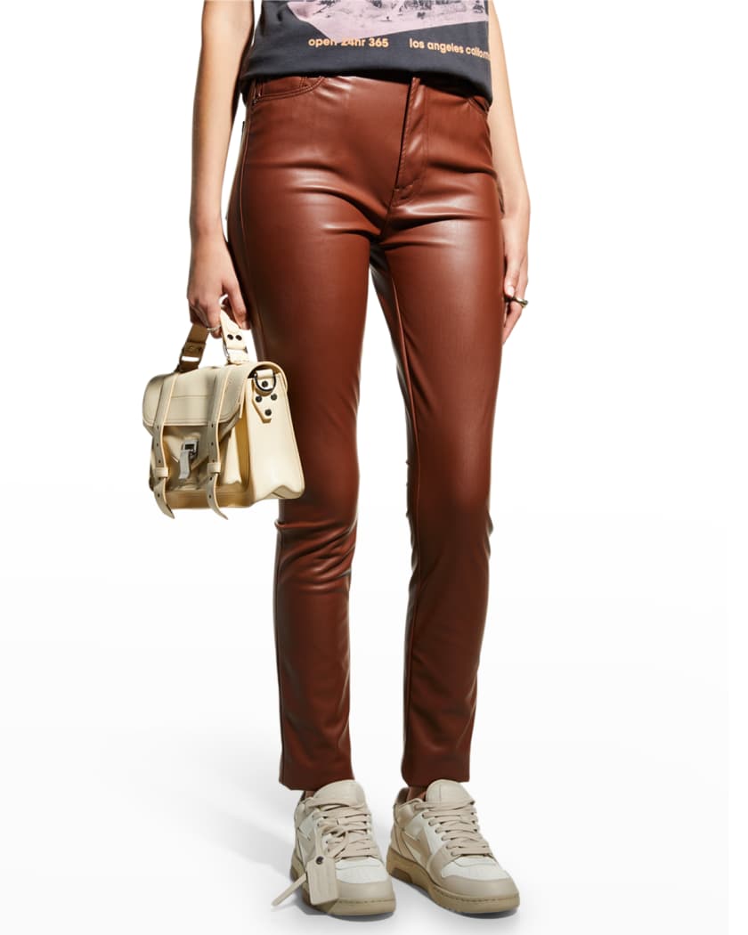 mother brown leather pants