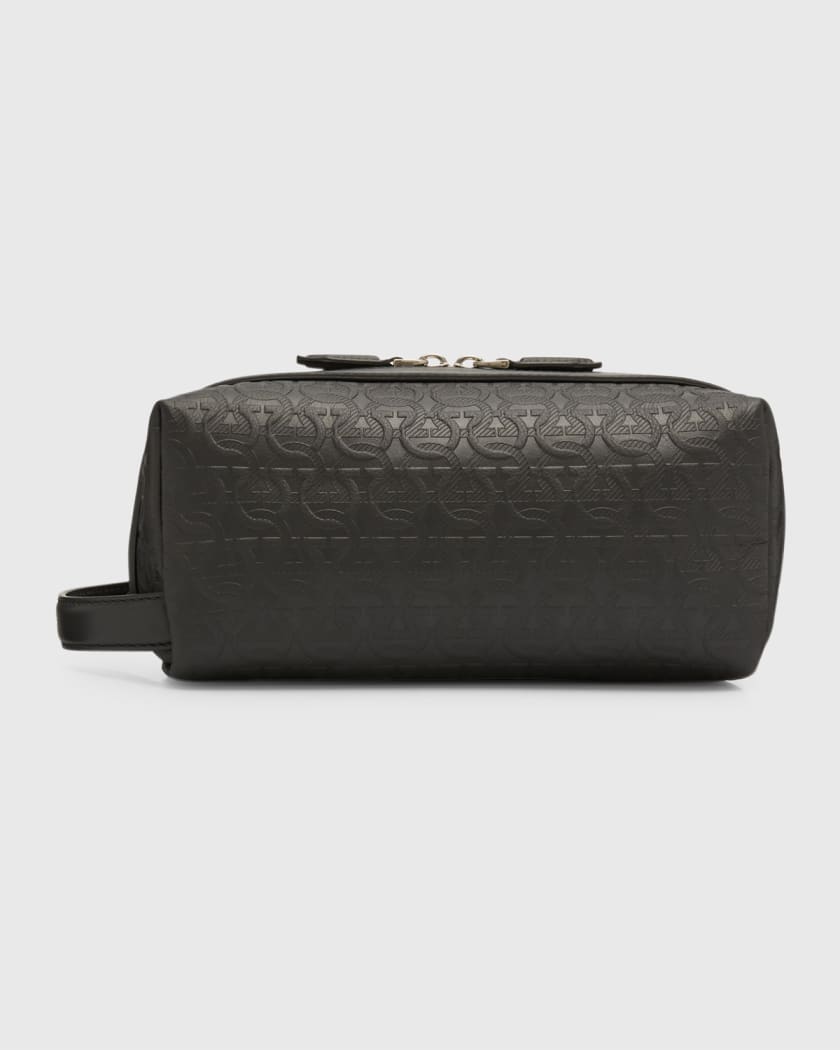 Ferragamo Men Embossed Briefcase Black