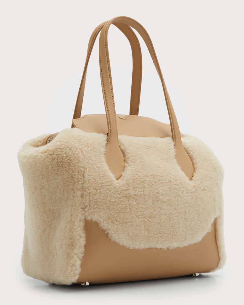 LORO PIANA Happy Day micro leather and cashmere and silk-blend fleece tote