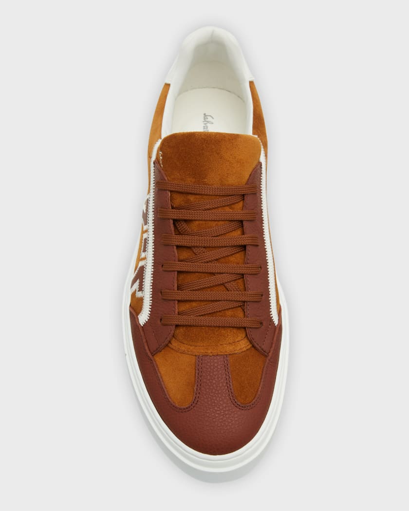 Men's Gancini Leather Low-Top Sneakers