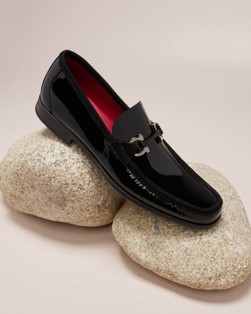 Ferragamo patent cheap leather loafers