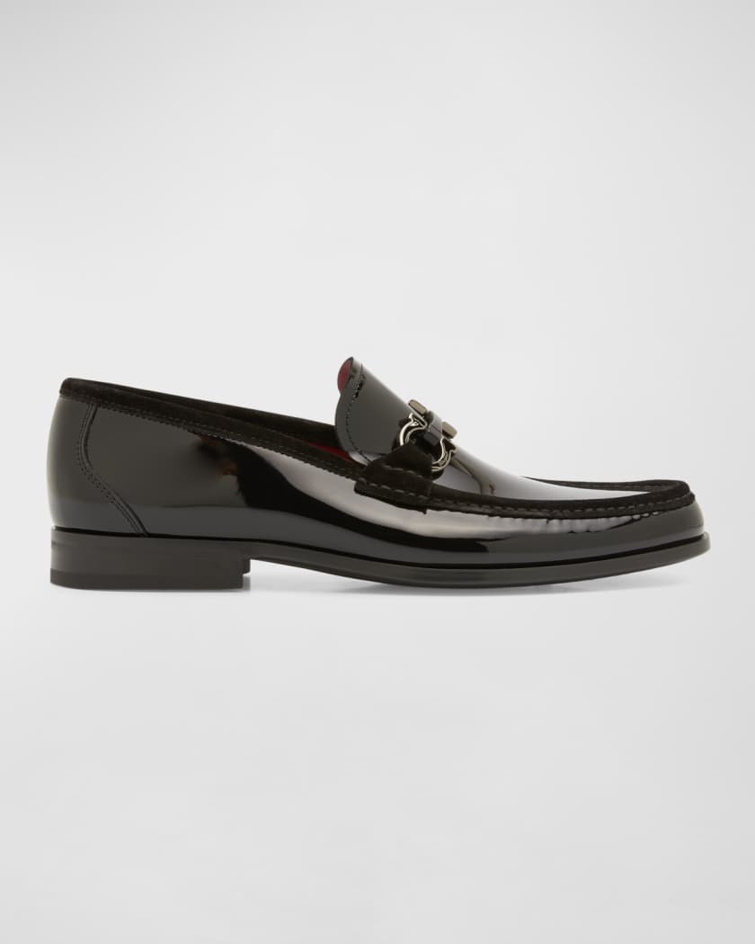 Ferragamo Men's Grandioso-2 Patent Leather Gancini Loafers