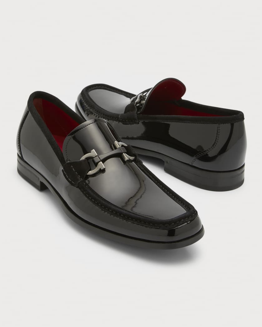 Salvatore Ferragamo Men's Grandioso-2 Patent Leather Gancini Loafers