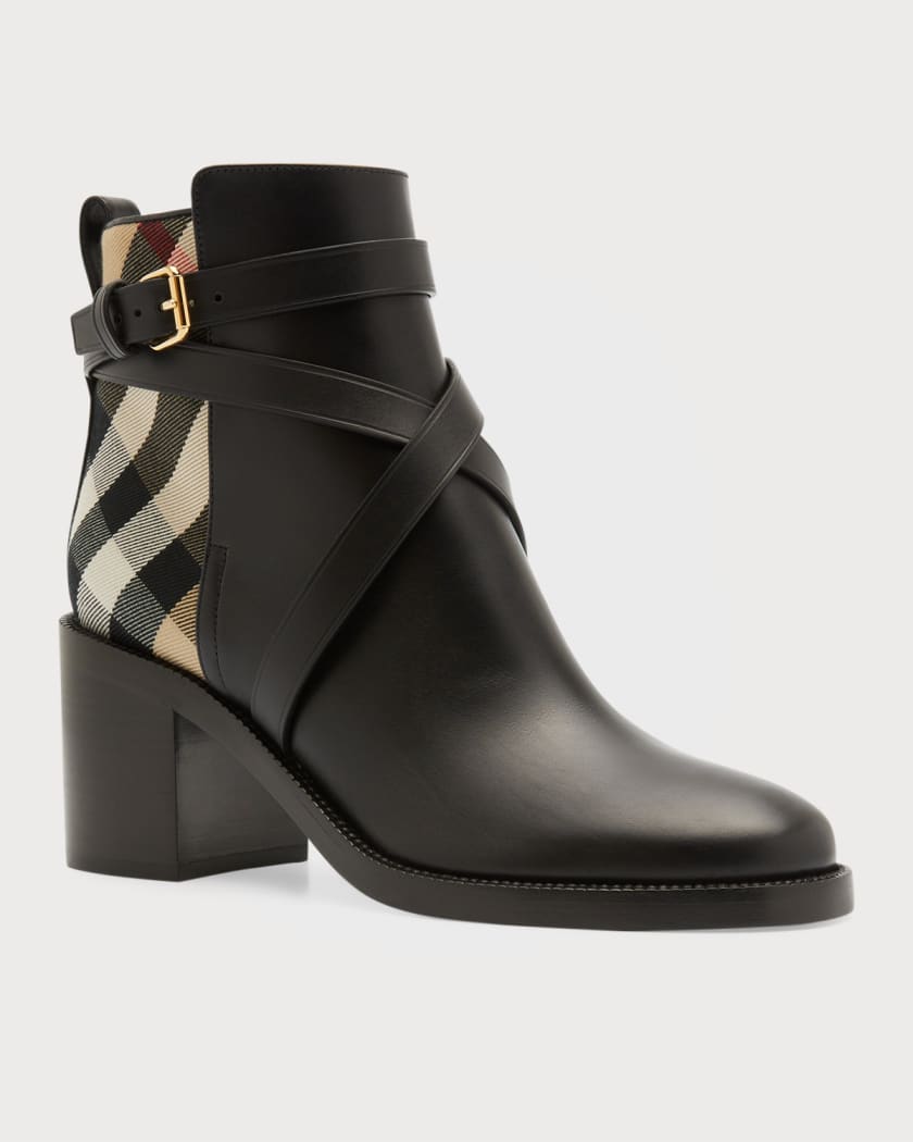 Burberry checkered panel ankle boots - Black