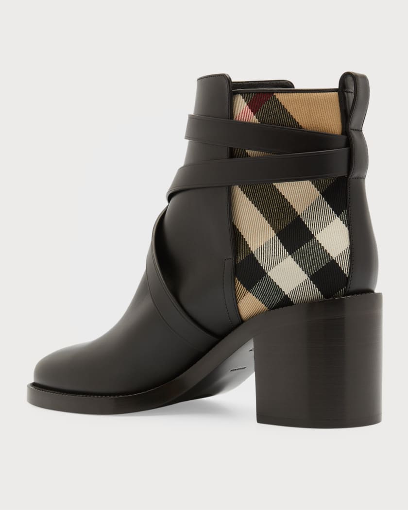 House check and leather ankle boots store
