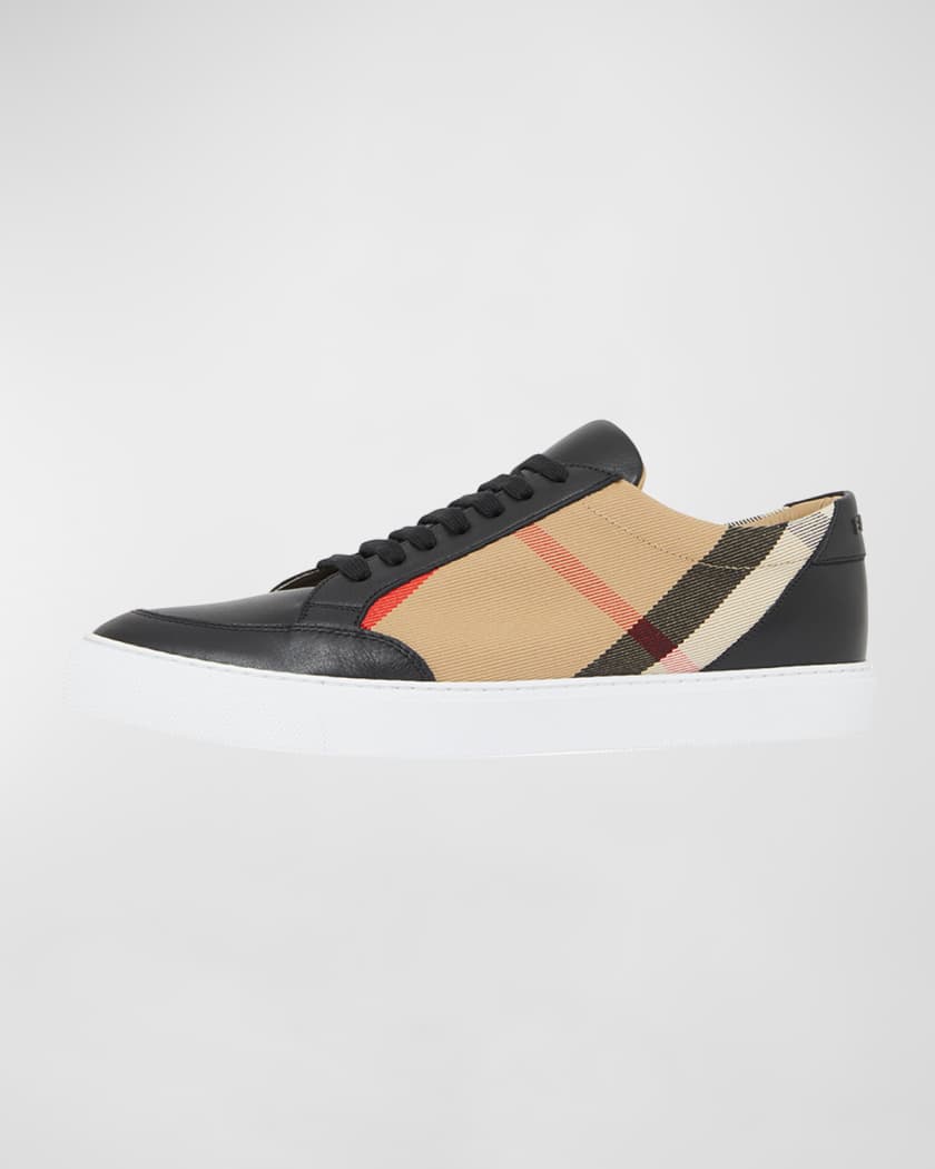 Burberry Salmond Check Leather Low-Top Sneakers | Neiman Marcus