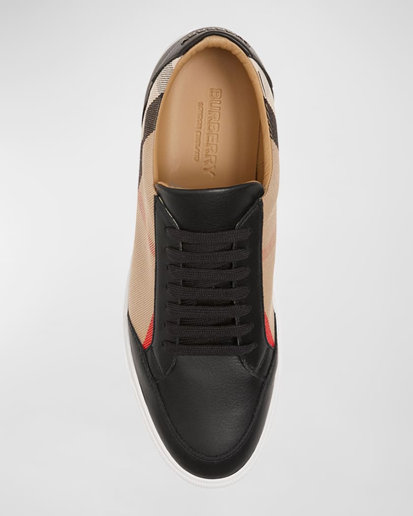 Burberry Salmond Check Leather Low-Top Sneakers | Neiman Marcus