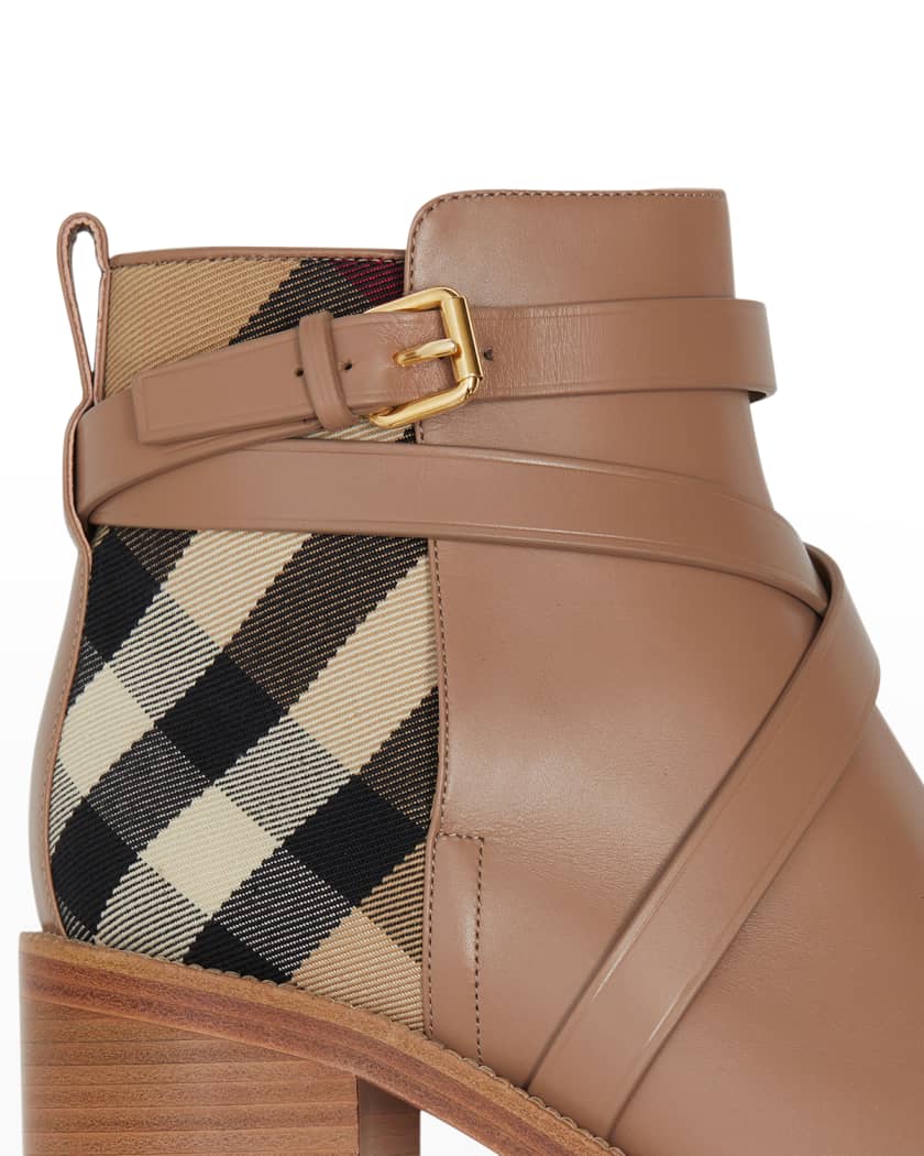 Burberry Pryle Equestrian Check Ankle Booties Neiman Marcus