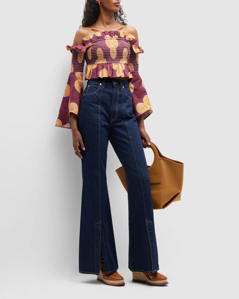 Autumn Adeigbo Isabella Off-The-Shoulder Cropped Blouse | Neiman 