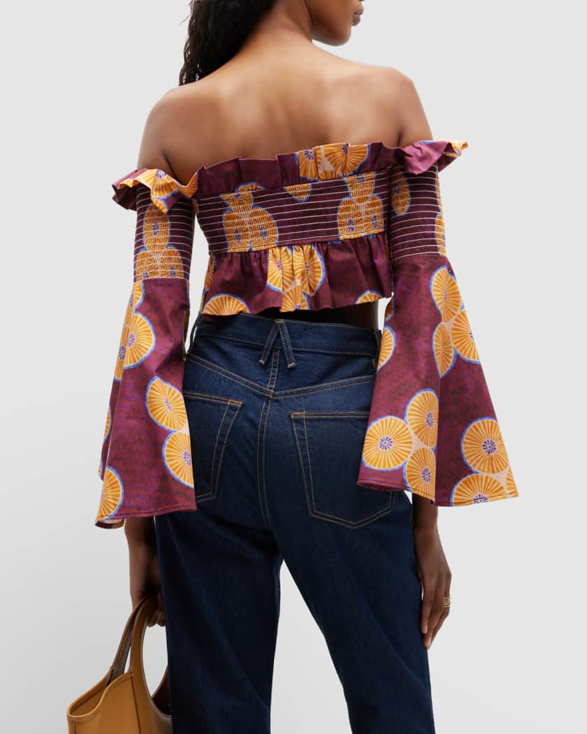 Autumn Adeigbo Isabella Off-The-Shoulder Cropped Blouse | Neiman 