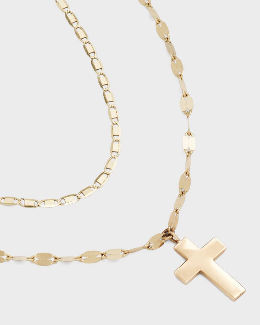 Double strand cross necklace top