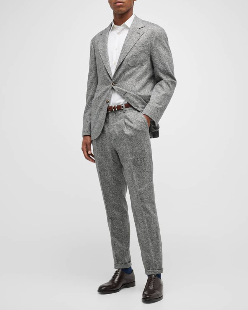 Brunello Cucinelli Men's Pleated Wool Donegal Suit | Neiman Marcus